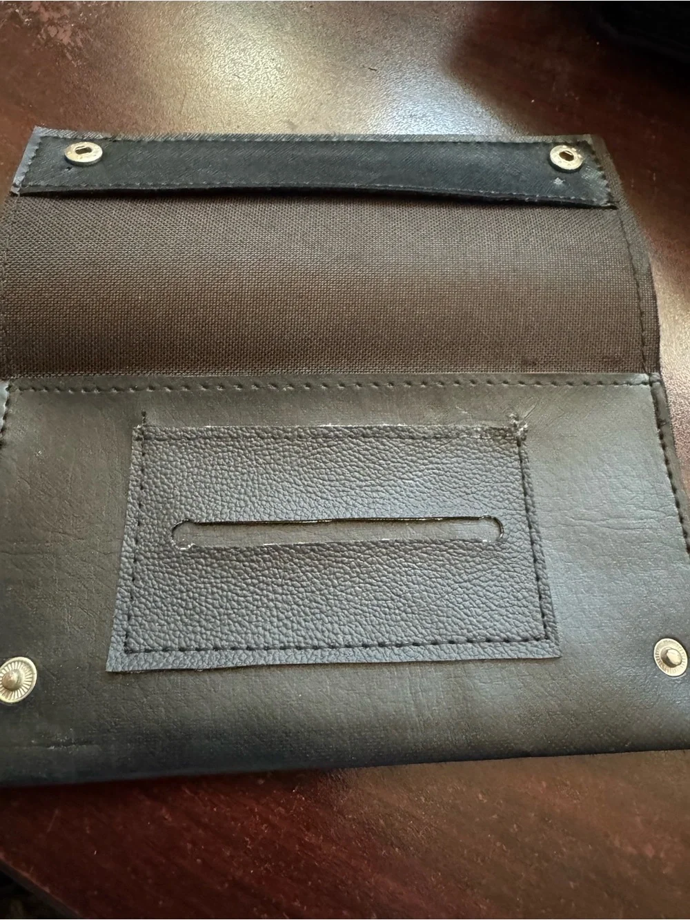 Black Snap-Closure Leather Wallet
